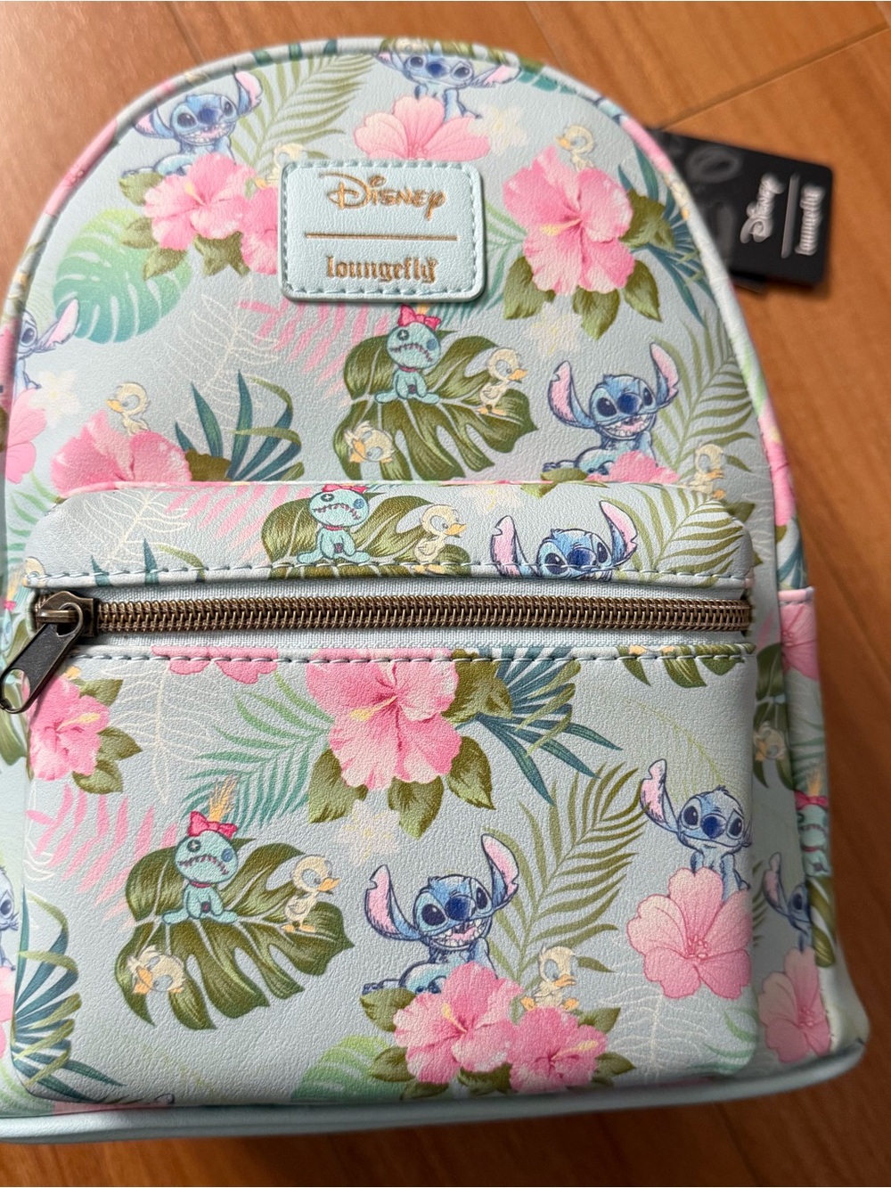 Loungefly Lilo & Stitch Disney Floral Mini Backpack - Light Blue, Pink, Green